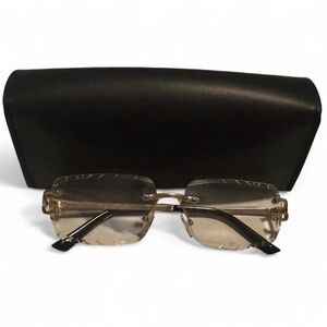 Stylish Gold and Black Rimless Glasses